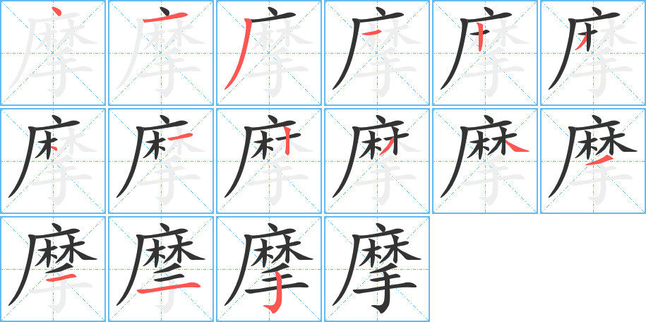 摩的筆順筆畫