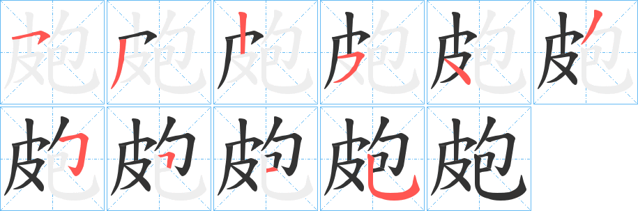 皰的筆順筆畫(huà)