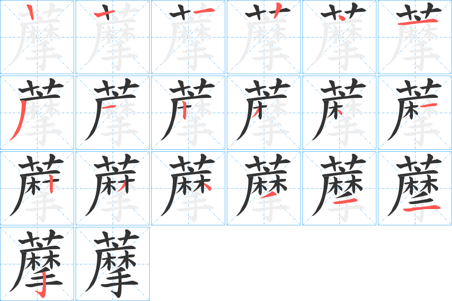 藦的筆順筆畫