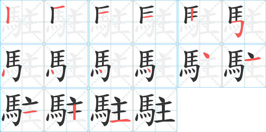 駐的筆順筆畫